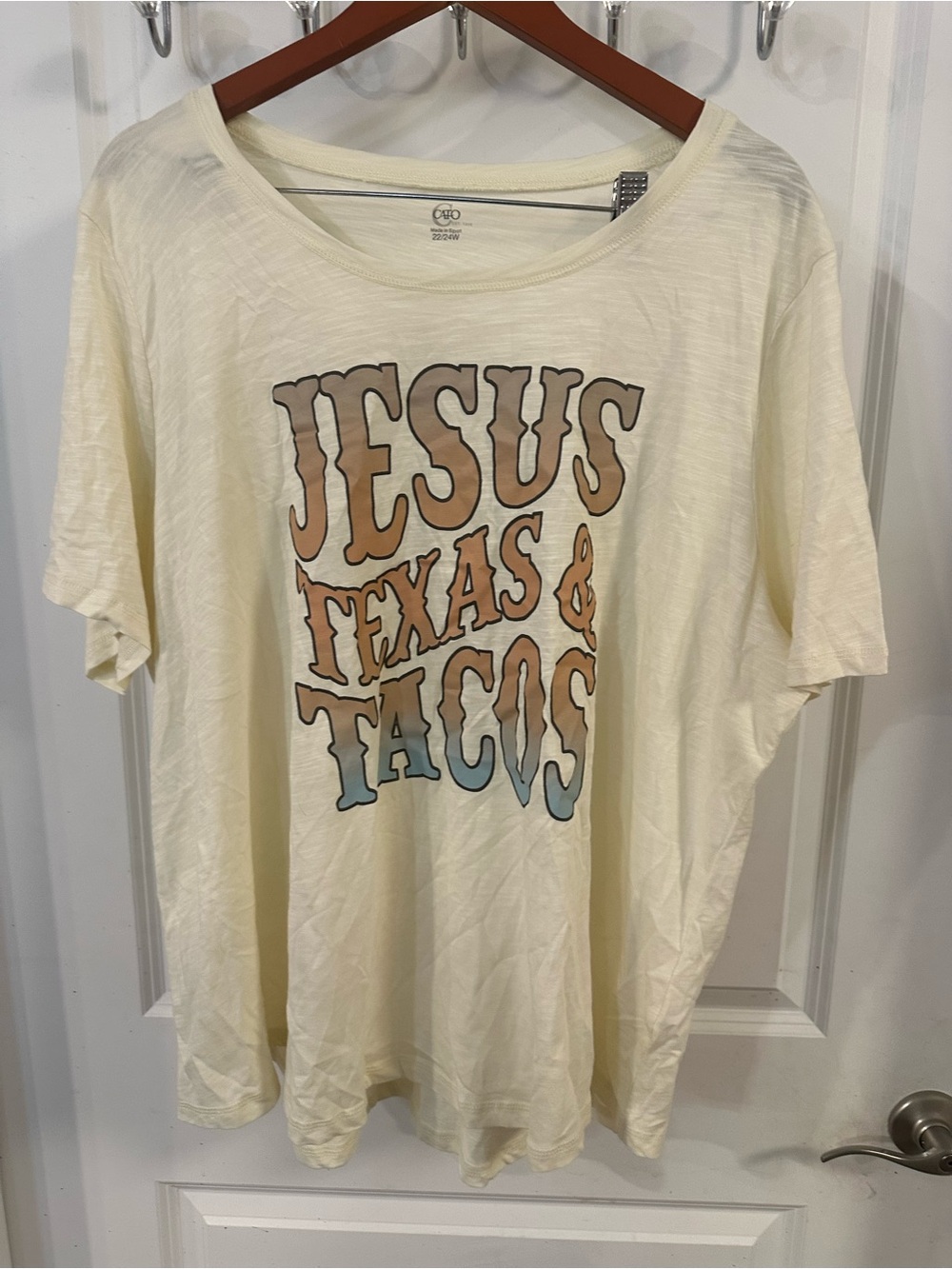 Cato Cream Short-Sleeve Graphic Tee - Jesus Texas & Tacos